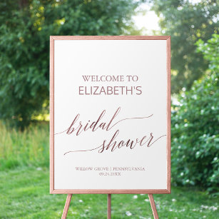 Póster Elegant RoseGold Calligraphy Bridal Shower Welcome