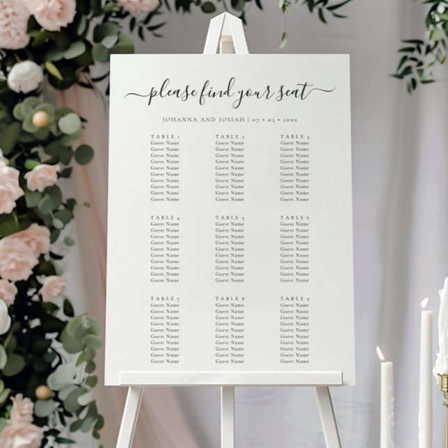 Póster Elegant Script  Guest List Wedding Seating Chart (Subido por el creador)