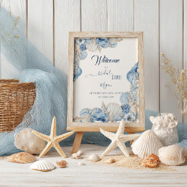Póster Elegant Seashell Border Wedding welcome