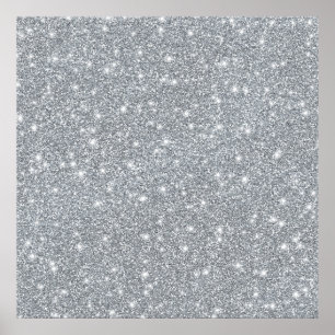 Póster Elegant Silver Faux Glamorous Glitter