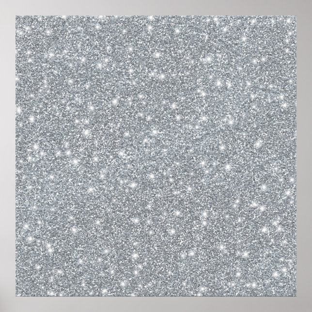 Póster Elegant Silver Faux Glamorous Glitter (Frente)
