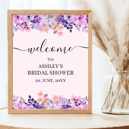 Póster Elegant Spring Bridal Shower with Purple Flowers