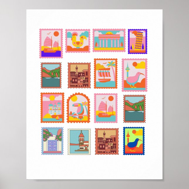 Póster ELEGANT STAMPS ART Poster (Frente)