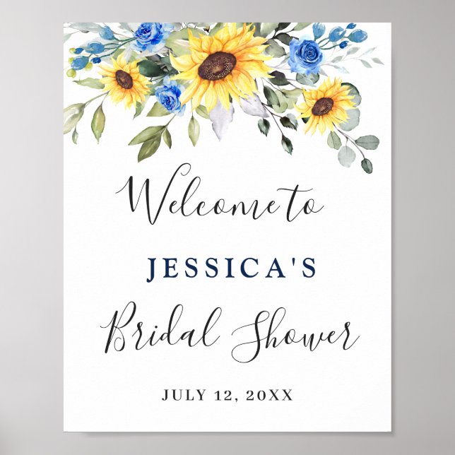 Póster Elegant Sunflowers Eucalyptus Bridal Shower (Frente)