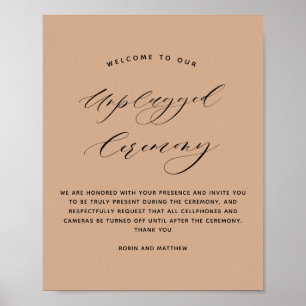 Póster Elegant Terracotta Unplugged Ceremony Wedding Sign
