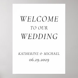 Póster Elegant Timeless White Wedding Reception Sign
