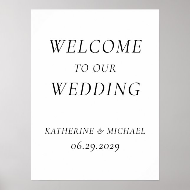 Póster Elegant Timeless White Wedding Reception Sign (Frente)