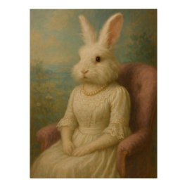 Póster Elegant Victorian Lady Rabbit Anthropomorphic