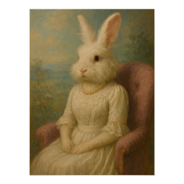 Póster Elegant Victorian Lady Rabbit Anthropomorphic (Anverso)