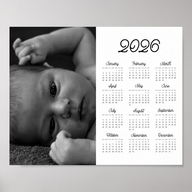 Póster Elegant vintage 2026 photo landscape calendar (Frente)