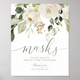 Póster Elegant Wedding Masks Sign Greenery Foliage
