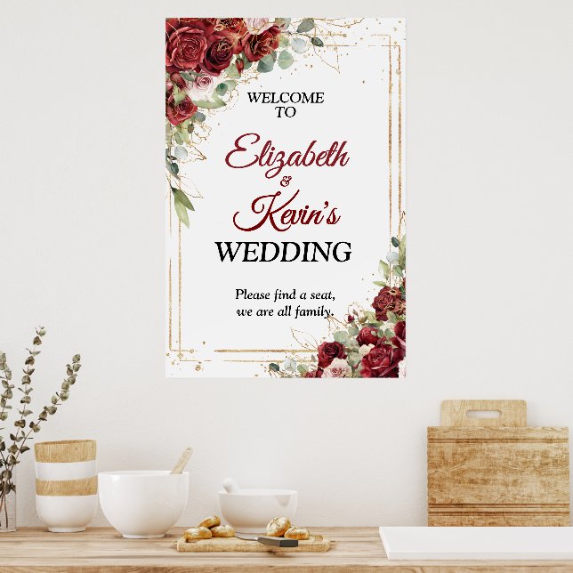 Póster Elegant Wedding Red Rose (Cocina)