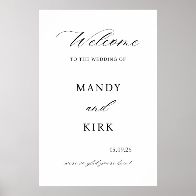Póster Elegant Wedding Welcome Sign Poster (Frente)