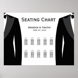 Póster Elegant White Gay Wedding Seating Chart