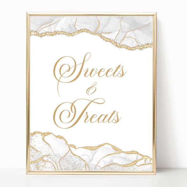 Póster Elegant White Gold Agate Sweets and Treats Sign (Subido por el creador)