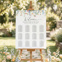 Póster Elegant Wildflower Wedding Seating Chart Poster