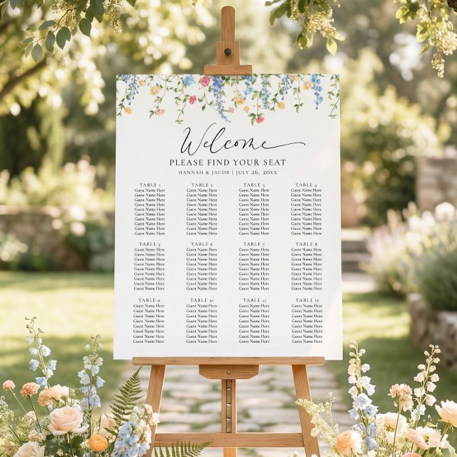 Póster Elegant Wildflower Wedding Seating Chart Poster (Subido por el creador)