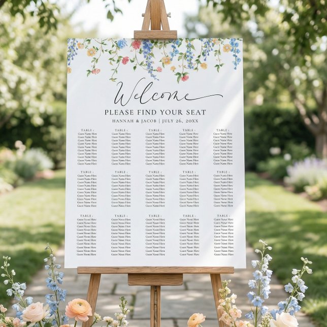 Póster Elegant Wildflower Wedding Seating Chart Poster (Subido por el creador)
