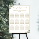 Póster Elegant Winter Wedding Seating Chart<br><div class="desc">Elegant winter wedding seating chart. Perfect for a Christmas themed wedding. The red berries and watercolor painted greenery add a modern flare to this seating chart. This seating chart features maximum space to add up to 120 guests!</div>