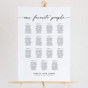 Póster Elegante 15 mesas Cuadro de asientos favoritos par