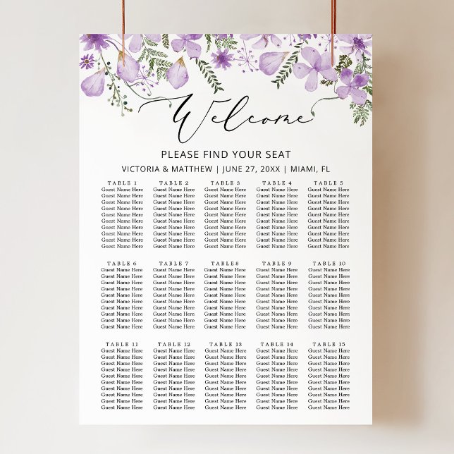 Póster Elegante 15 Mesas Sillones Boda Púrpura (Subido por el creador)
