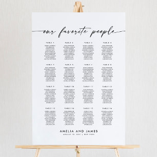 Póster Elegante 16 mesas Cuadro de asientos favoritos par