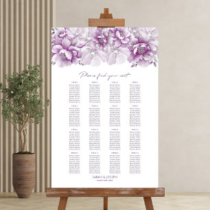 Póster Elegante 16 Tabla de asientos Boda de flores rosad