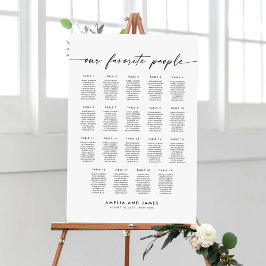 Póster Elegante 19 mesas Cuadro de asientos favoritos par