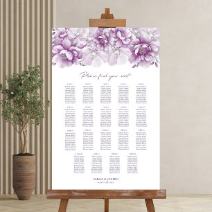 Póster Elegante 19 Tabla Boda Floral Rosa
