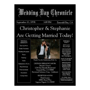 Póster Elegante 1 foto programa de matrimonio de periódic