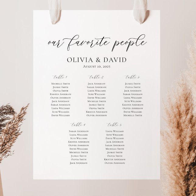 Póster Elegante 5 Mesas Nuestra Carta de Asientos Favorit (Subido por el creador)