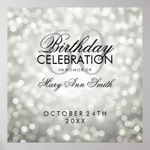 Póster Elegante 60° Purpurina de la fiesta de cumpleaños