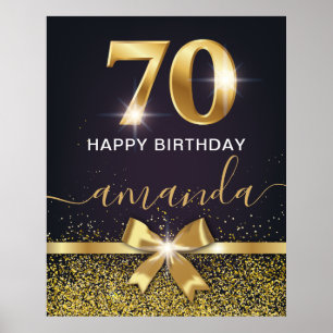Póster Elegante 70 y fabuloso Purpurina de oro 70 cumplea