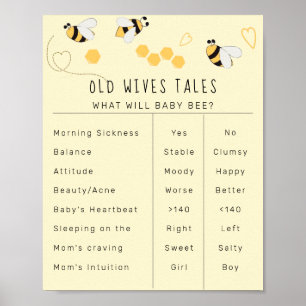 Póster Elegante abeja miel viejas viejas tablas de histor