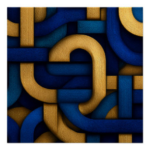 Póster Elegante abstracto azul dorado trenzado de inspira
