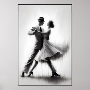 Póster Elegante Abstracto De Baile De Swing
