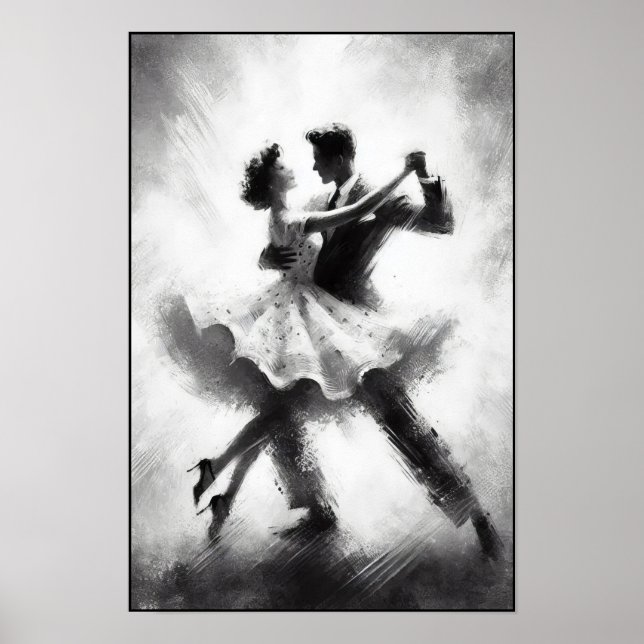 Póster Elegante Abstracto De Baile De Swing (Frente)