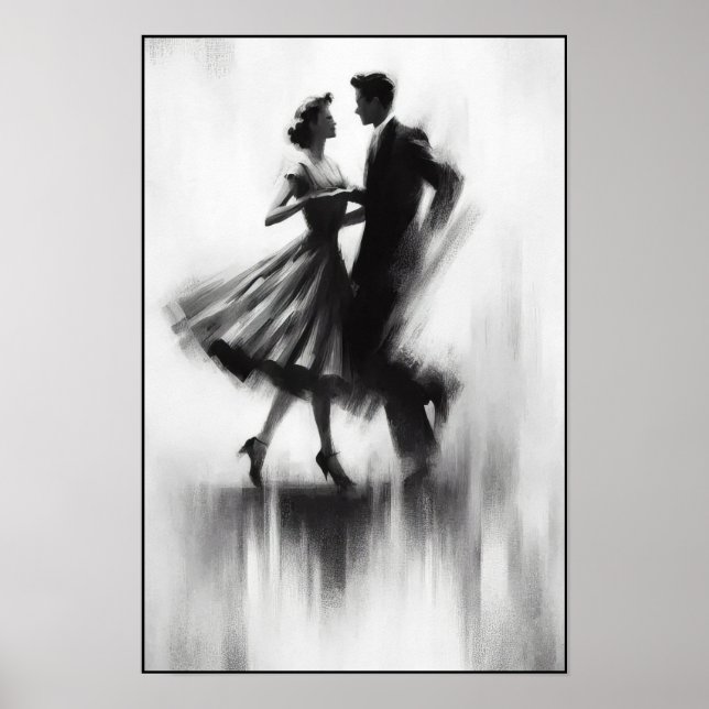 Póster Elegante Abstracto De Baile De Swing (Frente)