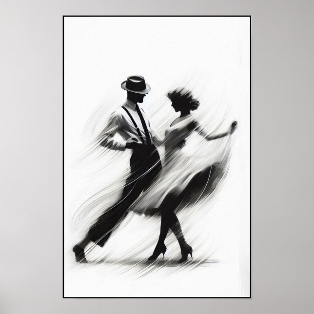 Póster Elegante Abstracto De Baile De Swing (Frente)