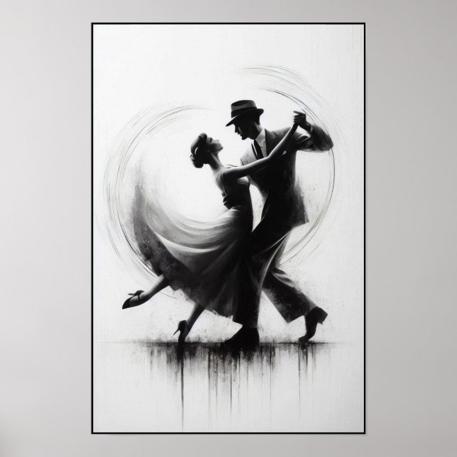 Póster Elegante Abstracto De Baile De Swing (Frente)