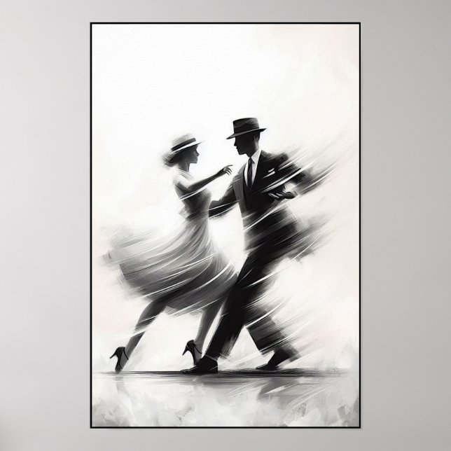 Póster Elegante Abstracto De Baile De Swing (Frente)