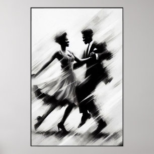 Póster Elegante Abstracto De Baile De Swing