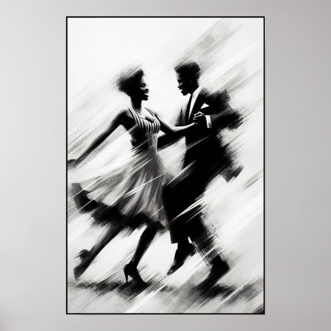 Póster Elegante Abstracto De Baile De Swing (Frente)