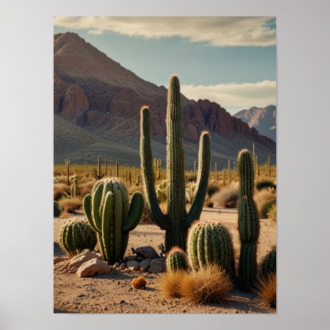 Póster Elegante acuarela CACTUS (Frente)