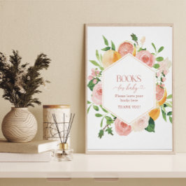 Póster Elegante acuarela Citrus Flores rosas bebé showe
