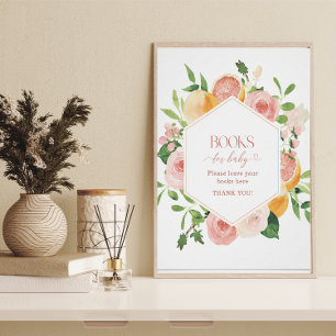 Póster Elegante acuarela Citrus Flores rosas bebé showe