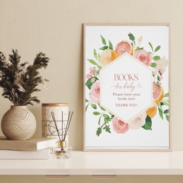 Póster Elegante acuarela Citrus Flores rosas bebé showe (Subido por el creador)