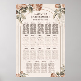 Póster Elegante acuarela de cobre flores verde polvorient