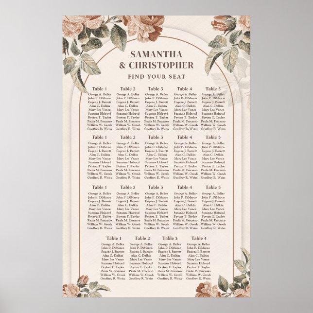 Póster Elegante acuarela de cobre flores verde polvorient (Frente)