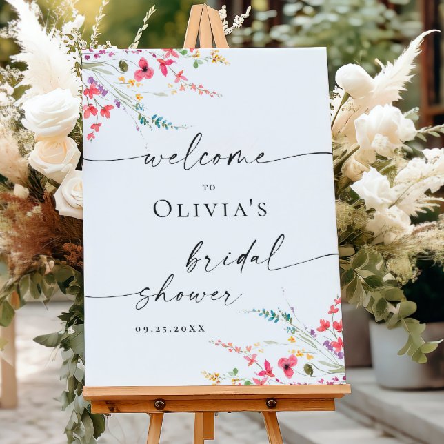 Póster Elegante acuarela Floral BIENVENIDA Ducha Nupcial (Subido por el creador)